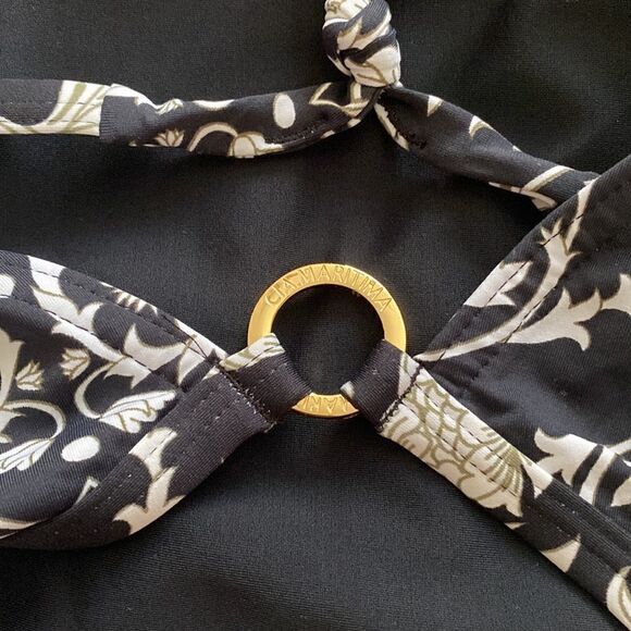 New CIA MARITIMA Brazilian Triangle String Bikini Preto Top Size Medium - Picture 3 of 6